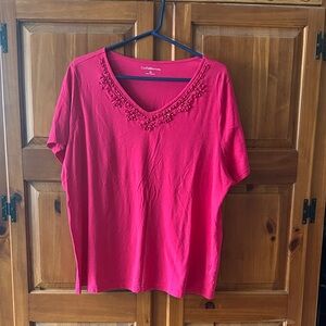 Croft & Barrow Fuchsia Embellished Blouse 2x